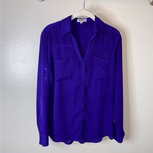 Express Purple Long Sleeve Button Down Shirt Sz L & M